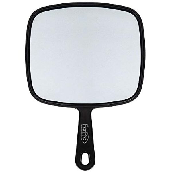 ForPro Professional Collection Extra Large Hand Mirror with Handle, 9" W x 12" L, Multi-Purpose Handheld Mirror with Distortion-Free Reflection, Black